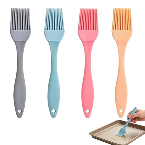4 pcs Pinceau Cuisine Silicone Pour La Cuisson,Pinceau Alimentaire Résistant à La Chaleur pour Barbecue, Gâteaux, Cuisson, Baking Cooking, Badigeonner...