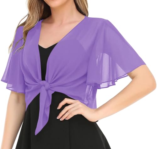 Women's Solid Puff Sleeve Kimono Short Cardigan Loose Cover Up Casual Blouse Top Chiffon