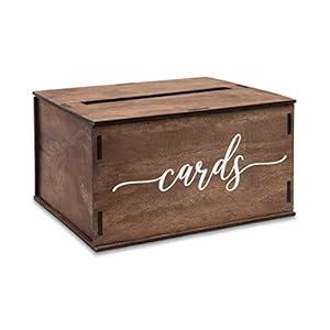 Heather & Willow Wooden Wedding Card Box with Slot & Lid | Decorations for Reception for Wedding Gifts & Money | Baby & Bridal Shower, Graduation – Standard Size