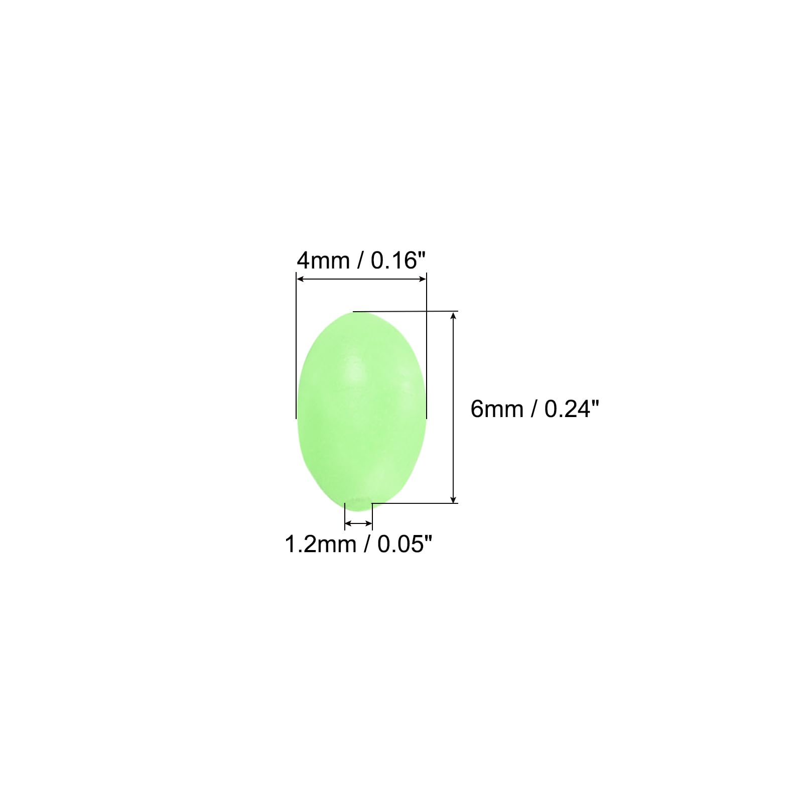 PATIKIL 6x4mm Glow Fishing Beads, 100Pcs Plastic Oval Rubber Luminous Fishing Bait Eggs Rig Bead Tackle Lures Accessories with Storage Box, Green