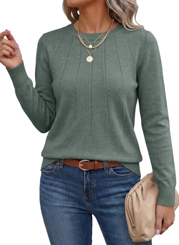 Image of SHEWIN Womens Sweaters 2026 Casual Crewneck Long Sleeve Lightweight Knit Pullover Sweater Tops Fall Clothes