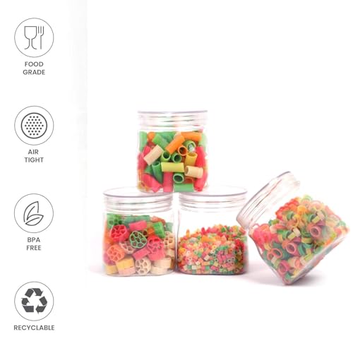 Image of 500ml Airtight Crystal Clear Plastic Container & Jar Set - BPA-Free Transparent Kitchen Storage Box & Dabba for Spices, Dry Fruits, Herbs, Seeds, Dry Masalas, Snacks, Tea, Coffee & Sugar.