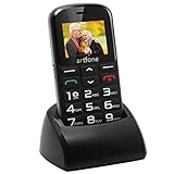 Brisum C1+ Teléfono Móvil para Personas Mayores Teclas Grandespara Mayores, Fácil de Usar Celular para Ancianos con SOS Botón Base cargadora, Negro