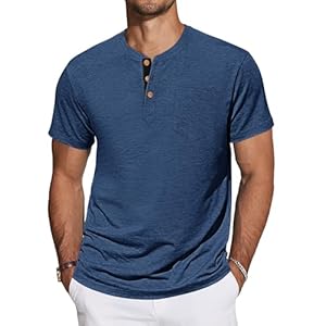 TARAINYA Henley T-Shirts Herren Baumwolle Shirt Kurzarm Sommer Einfarbig Basic Tee Männer mit Tasche M-4XL