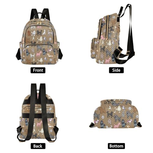 Image of Women Fashion Backpack Purse Poodle Dog Rucksack, M | Casual Lightweight Quilted Daypack Ladies Bag for College Travel Work