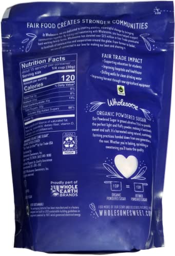 Image of Wholesome Sweeteners 16-Ounce Organic Powdered Confectioners Sugar, Fair Trade, Non GMO, Gluten Free & Vegan, 6 Pack