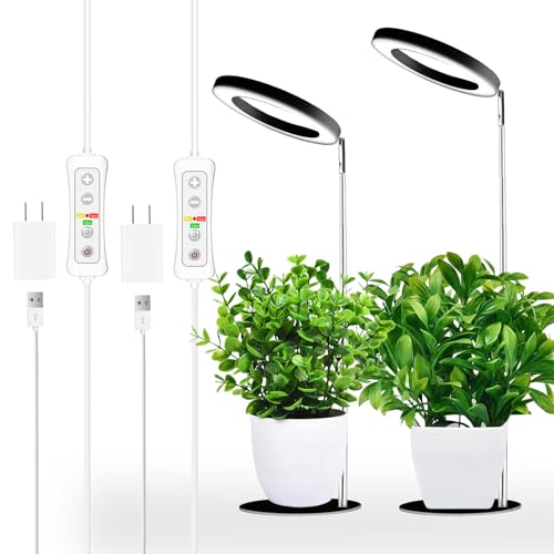 Yadoker - Luz de cultivo para plantas de interior, luz LED de computadora, altura ajustable, temporizador automático con 8/12/16 horas, brillo de 10 niveles, ideal para cultivo de plantas pequeñas