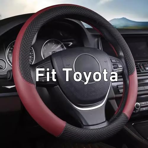 LETINGFAR Leather Steering Wheel Cover for Toyota Car Accessories (RED)