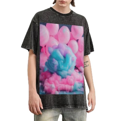 T-shirt homme ample en coton épais rose pastel à manches courtes confortable