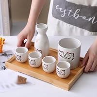 Amazon.co.jp: 酒器セット 5点セット ねこ 猫柄 かわいい 徳利1個 お