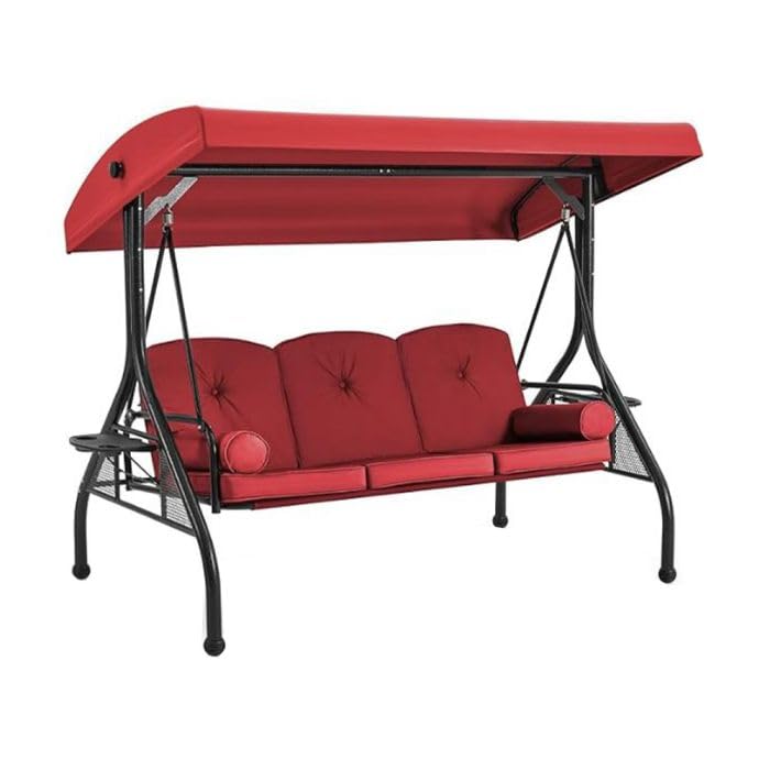Garden Winds Custom Fit Replacement Canopy Top Cover Compatible with The Homrest GGOT0225, GGOT0225GR 3 Seater Swing - Upgraded Performance RipLock 350 Fabric - Cinnabar( 1 box to pick up)