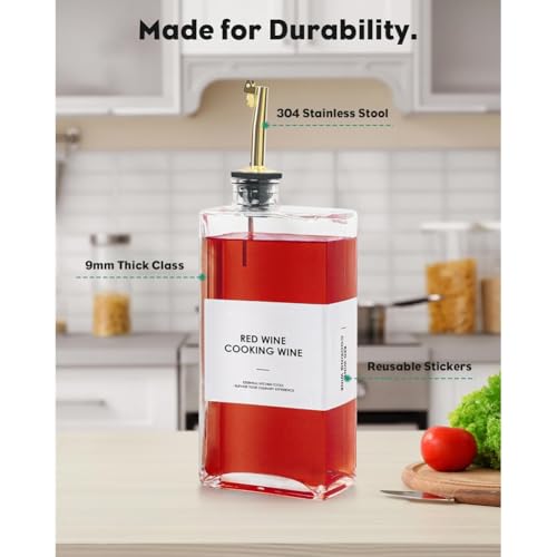 Dispensador de aceite de vidrio y juego para vinagre con vertedor de cocina 3