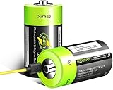 Lithium D Akku, D Lithium Batterie, 1,5 V / 4000 mAh, Wiederaufladbarer USB D Lithium-Ionen-Akku, Nicht NI-MH/NI-CD/Alkaline-Batterien, Umweltfreundlich und recycelbar, Kein Memory-Effekt - 2 Stück