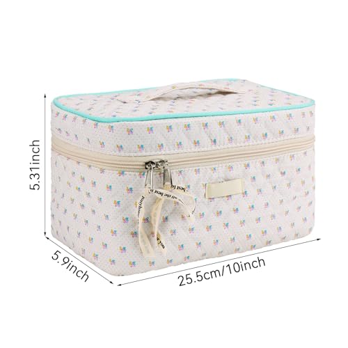 3PCS Makeup Bag Cosmetic Bag for Women,Cotton Large Travel Makeup Organizer Bag,Toiletry Bag for Women for Toiletries Accessories Brushes4