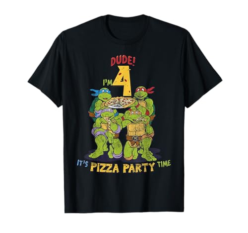 Teenage Mutant Ninja Turtles I'm 4 Dude Pizza Birthday Party T-Shirt