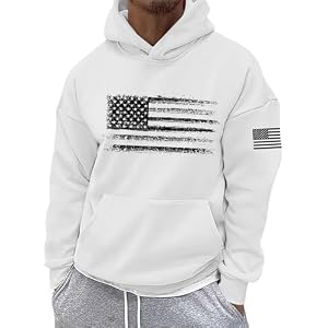 American USA Flag Hoodie for Men Patriotic Vintage Graphic Hooded Sweatshirts Long Sleeve Pocket Pullover Tops