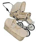 Eichhorn Kombikinderwagen mit Lederriemengestell, umbaubar zum Sportwagen, inklusive Schieberhöhenverstellung und fester Tragetasche (LuxVariante), Stoff Beige, ECCO-Rad