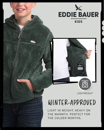 Image of Eddie Bauer Kids' Zip Up - Kids' Full Zip Ultra Soft Sherpa Fleece Hoodie Sweatshirt for Boys and Girls (5-20)