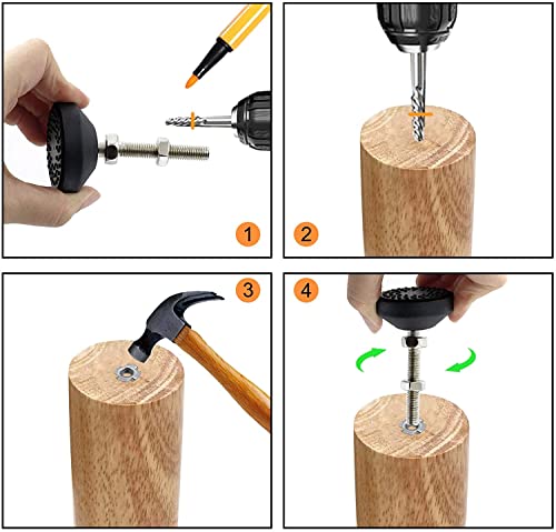 Uni-Fine Adjustable Levelling Feet, M8 x 50 x 50 mm, 450 kg Capacity, Height-Adjustable for Furniture, Black - Image 4