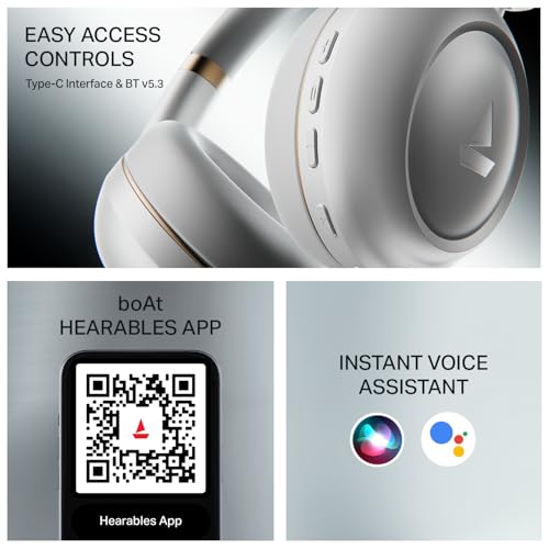 Image of Boat 2025 Launch Rockerz Prime 415, 360 Spatial Audio, 120H Battery, 40mm Drivers, AI-ENx Tech, Beast Mode, ASAP Charge & App Support, Bluetooth Headphones, Wireless Headphone with Mic (White Sabre)