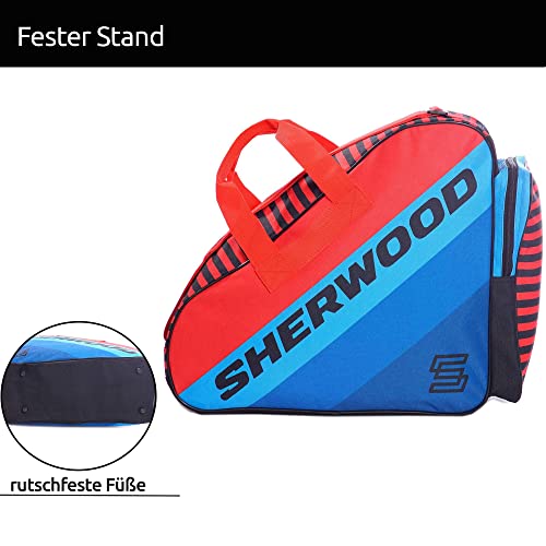 Sherwood Schlittschuhtasche, Inliner-Tasche für Erwachsene und Kinder, Eishockey-Bag, ideal für Rollschuhe und Eislaufschuhe (Stormblue/Red)