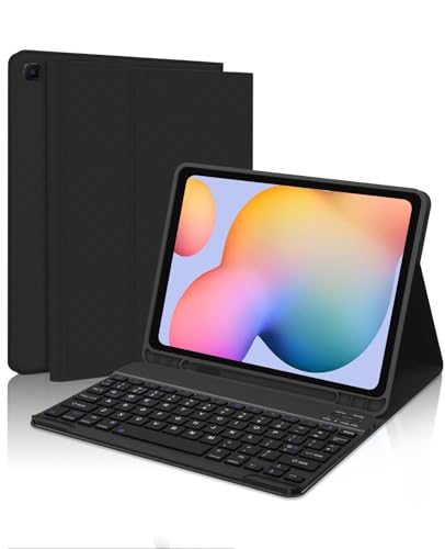 SENGBIRCH Samsung Galaxy Tab S6 Lite Case with Keyboard Samsung S6 Tab 10.4 2022/2020 (SM-P610/P615/P613/P619), Bluetooth Keyboard, Black