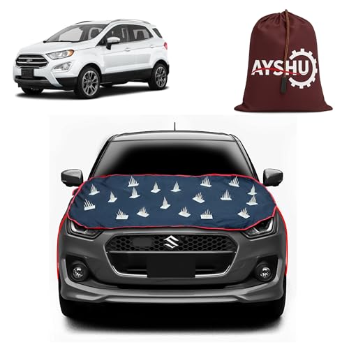 Image of AYSHU Dustproof Car Protection with Spikes for Dogs Compatible with Ford Ecosport | Anti-Scratch Bonnet Guard | Heavy Duty Waterproof & UV Resistant Car Body Cover, Black