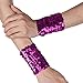 Miutii Fashion Sparkling Sequins Stretch Arm Cuffs Performance Rave Dance Costume for Men Women Rose One Size