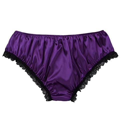 Mens Silky Satin Ruffled Lace Lingerie French Maid Sissy Crossdress Panties Underwear Feminine Knickers4