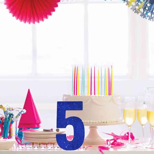 Chiffre 5 bleu à paillettes TONIFUL : la solution pour une table d'anniversaire réussie - 4