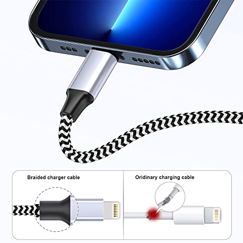 Iphone Charger Cable 3Pack 6Ft, [Apple Mfi Certified] Lightning Cable Cord Nylon Braided Iphone Charger Fast Charging Compatible With Iphone 14 13 12 11 Pro Max Xr Xs X 8 7 6 Plus Se/Ipad/Ipod #TOP2