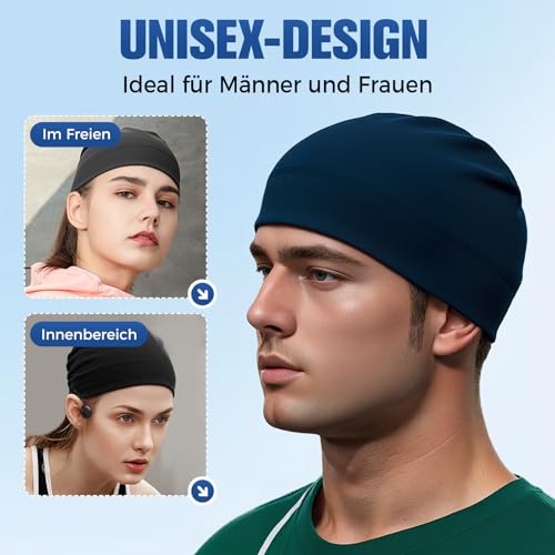 Solivive 3 Stück Fahrradmütze Unter Helm, Leichte Dünne Baumwollmütze für Herren und Damen, Warme Helmmütze Winddicht elastisch zum Joggen Laufen Radfahren Outdoor