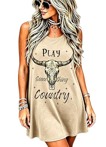 Image of Vintage Rock Country Music Dress for Women Rock Concert Band Graphic Tshirt Casual Letter Print Short Dress