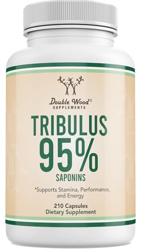 Tribulus Terrestris for Men (Purest 95% Saponin Content) 210 Capsules 1 000mg Concentrated Fruit Extract (Third Party Tested Vegan Safe Non-GMO) for Stamina and Energy by Double Wood