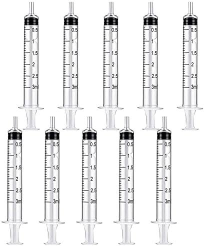10PCS 3Ml Plastic Syringes Measuring Syringe No Needle Syringe Reusable 3Ml Syringes Sterile Colostrum For Scientific Lab Baby Medicine Dispensing Liquid Measuring Watering Pet Feeding Glue Applicator