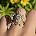 icedout 0.50 Ct Round Diamond Art Deco Ocean Animal Turtle Shape Micro Pave Milgarin Cluster Wedding Engagement Ring For Women 14K Yellow Gold Plated 925 Sterling Silver Handmade Anniversary Ring