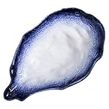 BESTYASH Plato Concha de Ostra Irregular 7.5 Pulgadas Color Azul Nieve, Bandeja Multifuncional para Servir Frutas y Ensaladas, Vajilla Creativa para Comedor y Eventos