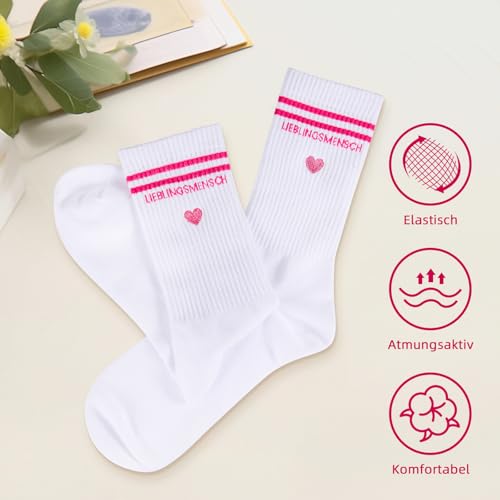 Yemmert Geschenke für Frauen Lieblingsmensch Geschenk Socken,Damen Baumwollsocken Herz Socken Geburtstagsgeschenk für Frauen Beste Freundin Geschenke