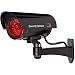 WALI Bullet Dummy Fake Surveillance Security CCTV Dome Camera Indoor Outdoor with 30 Illuminating LED Light + Warning Security Alert Sticker Decals WL-B30-1(Black), 1 Pack