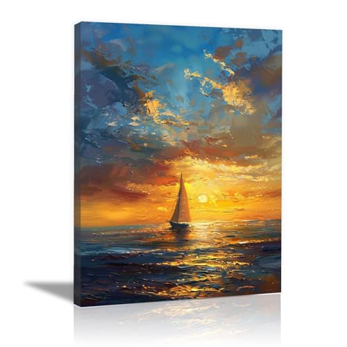 Poster bateau à voile encadré pour créer une ambiance marine relaxante dans votre salle de bain