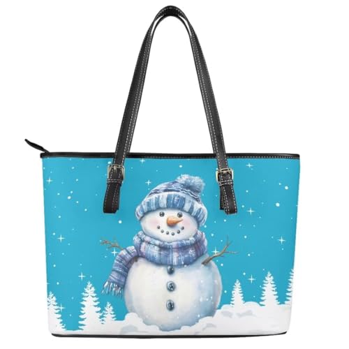 Image of Coldinair Christmas Leather Tote Bag for Women with Zipper Large Shoulder Tote Bag Shopping Casual Travel Bag Handbag Purse