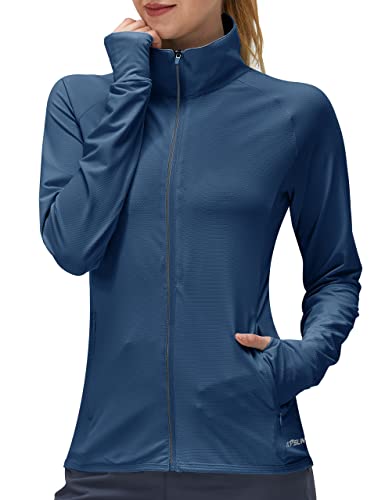 Image of Women's UPF 50+ UV Sun Protection Clothing Long Sleeve Athletic Hiking Shirts Lightweight SPF Zip Up Outdoor Jacket
