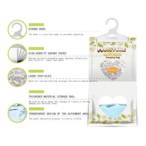 Zspeng 14 Pack Moisture Absorber & Max Odor Eliminator Hanging Bag, 220G Fagrance Free Dehumidification Bag For Closets, Basement, Laundry Rooms, Storeroom #TOP1