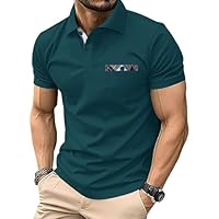 JACKETOWN Polo da Uomo Estate con Colletto Colori a Contrasto Quadri Polo Uomo Firmate Elegante Maglietta Uomo con Tasca Polo Manica Corta M-3XL