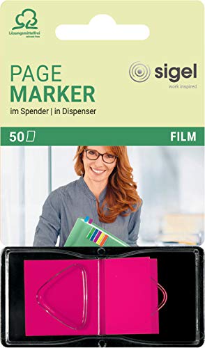 SIGEL HN480 Haftmarker im Spender, neonrot, 50 Streifen im Format 25 x 45 mm