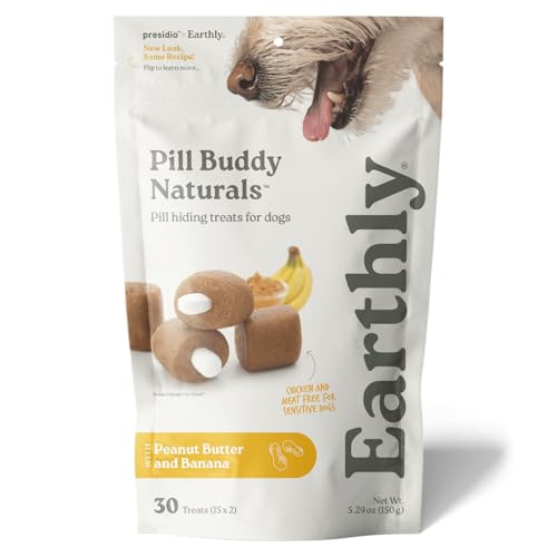 Presidio Earthly Pill Buddy Naturals - PB & Banana Recipe Pill Hiding Treats for Dogs - Make A Perfect Pill Concealing Pocket Or Pouch for Any Size Medication - 30 Servings