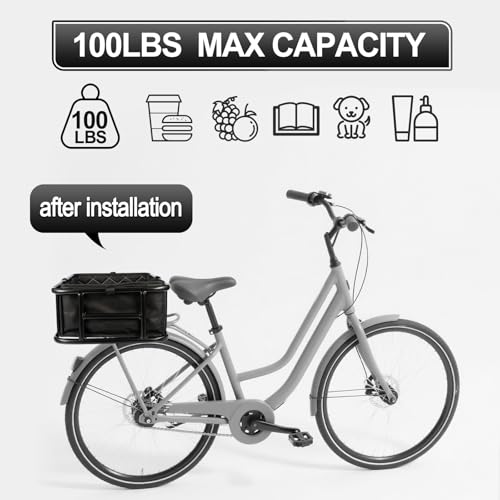 Bike Basket Rear, Bicycle Basket with Liner Bag, Waterproof Cover & Cargo Net, Heavy Duty Large Bike Basket for Most Bikes and E-Bike by QUMMFA - Image 9