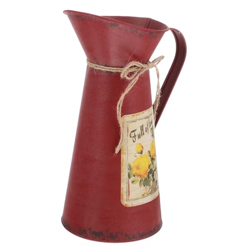 Cubo de hierro para flores vintage y jarra decorativa minkissy para arreglos en el hogar 2