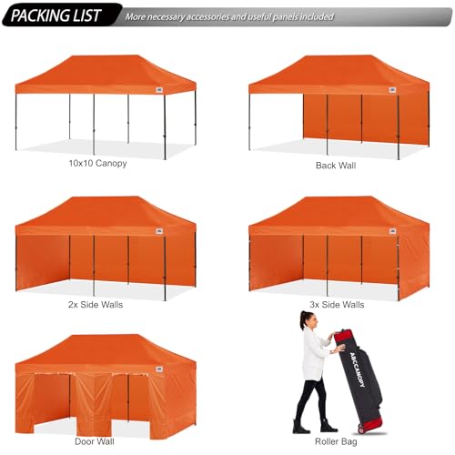 Image of ABCCANOPY Heavy Duty Easy Pop up Canopy Tent with Sidewalls 10x20, Orange