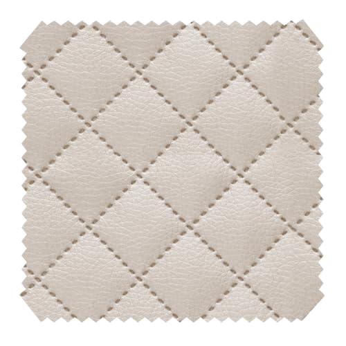 novely® SOLTAU Kunstleder - 3-lagig gesteppter Möbelstoff - Kaschierter Volumen-Polsterstoff mit Karo-Muster - Pflegeleichte Meterware 1lfm | Farbe: 33 Beige